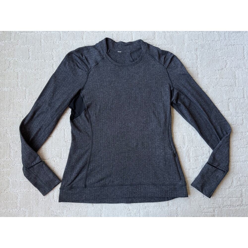 Lululemon Think Fast Pullover Womens Long Sleeve Heathered Herringbone